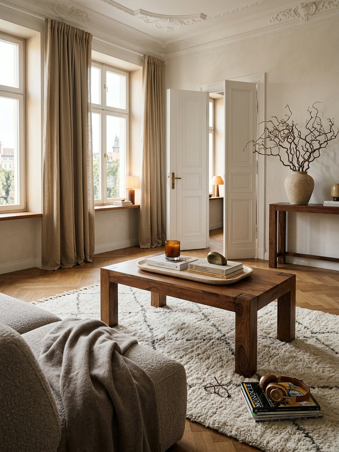 Rustikaler Couchtisch NAKO_ quadratisch_ handgefertigt_ pflegeleicht - KADIMA DESIGN_Farbe_ Braun_ Größe_ 110x60x40 cm_