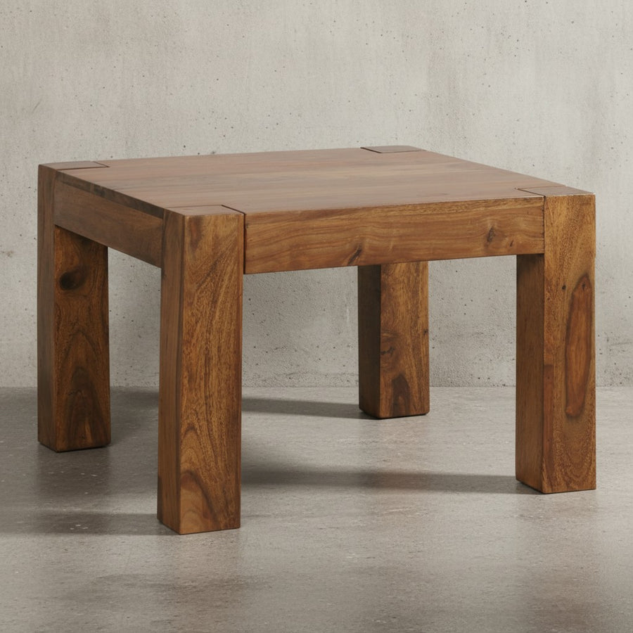 Rustikaler Couchtisch NAKO_ Akazienholz_ quadratisch_ handgefertigt_ pflegeleicht - KADIMA DESIGN_Farbe_ Braun_ Größe_ 60x60x40 cm_