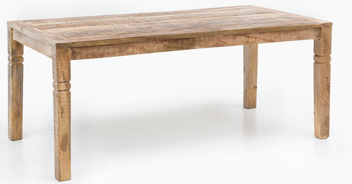 Rustikaler Mango-Holz Esstisch_ 120 cm_ Landhaus-Stil - Stilvoll mit Schnitzereien - KADIMA DESIGN_Größe_ 120x70x76 cm_