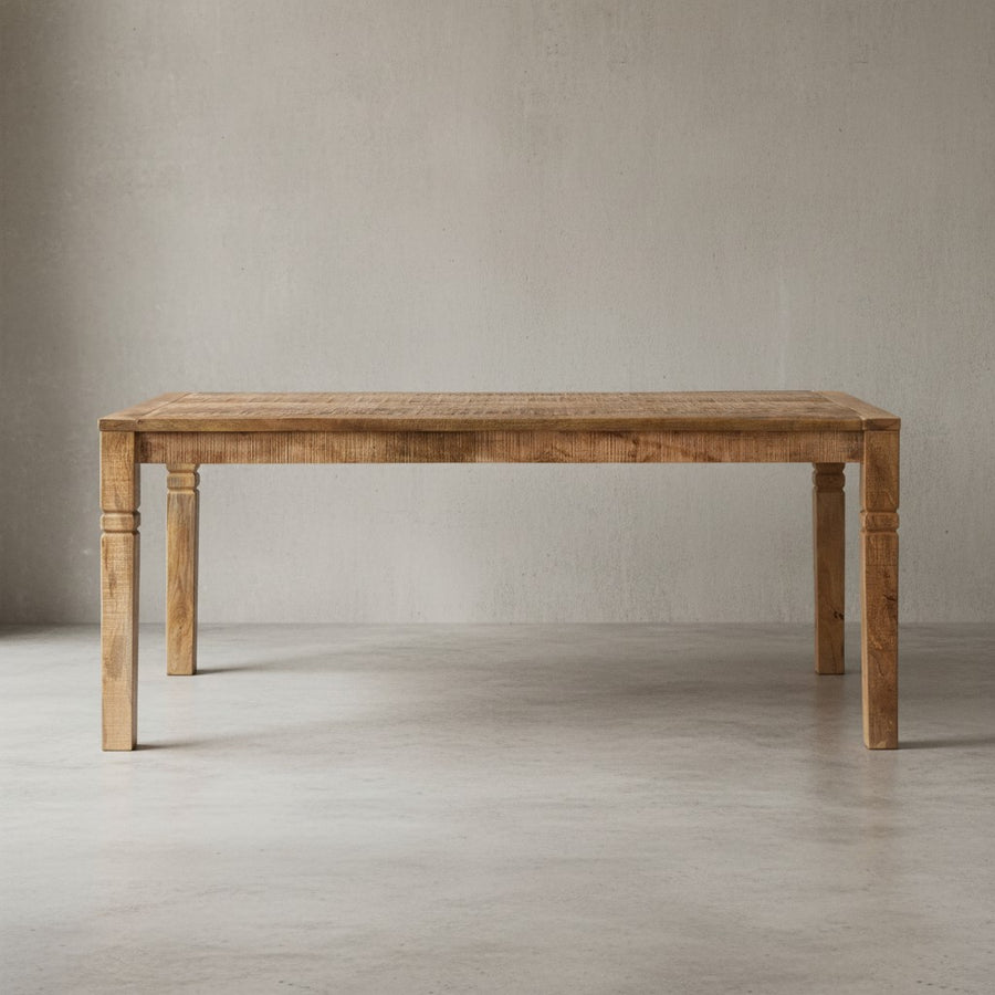 Rustikaler Mango-Holz Esstisch_ 120 cm_ Landhaus-Stil - Stilvoll mit Schnitzereien - KADIMA DESIGN_Größe_ 120x70x76 cm_