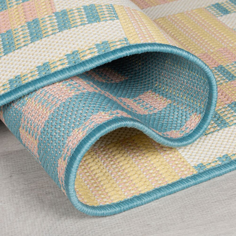 Outdoor-Teppich Geometrisch-Design - rutschfest - pastellfarben FELL_Rechteckig_