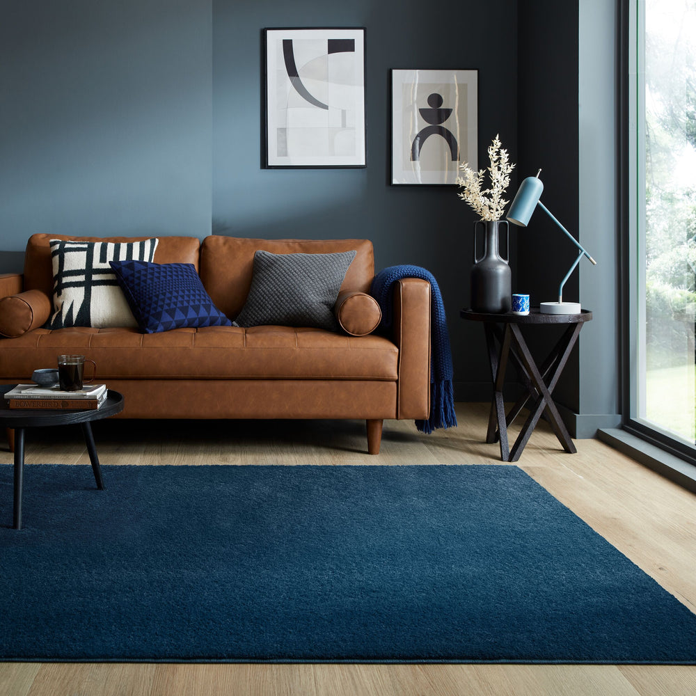 Samtweicher Teppich aus 100% recyceltem Material_Blau_Rechteckig_