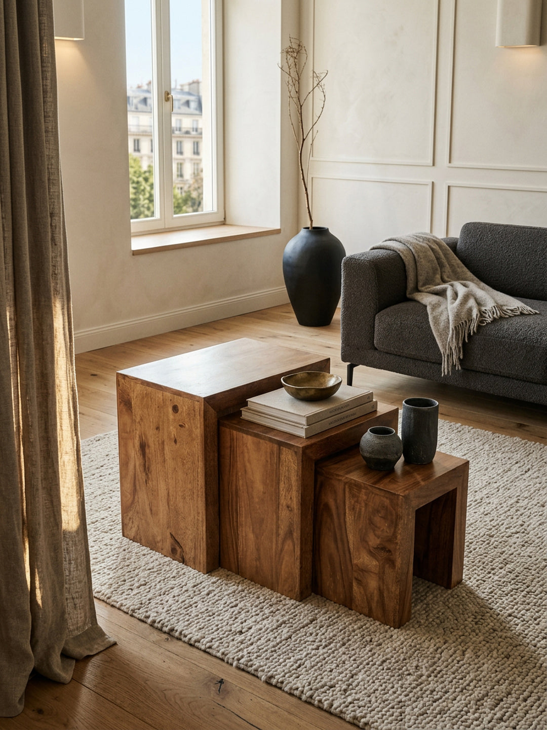 Satztisch Set_ 3-teilig_ Massivholz_ platzsparend_ handgefertigt_ 45x50x30 cm_ 37_5x37_5x28 cm_ 30x25x25 cm - KADIMA DESIGN_Farbe_ Braun_ Größe_ 50x30x50 cm_