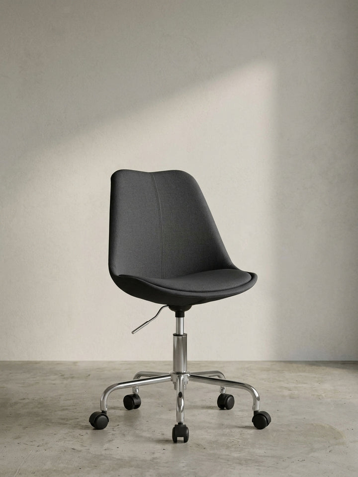 Bürostuhl Eiche Massivholz schwarz 65x65x94 cm mit Rollen und Drehfunktion für Home Office Design Möbel modern hochwertig stilvoll robust langlebig Wohnen Einrichtung Interior Zuhause_