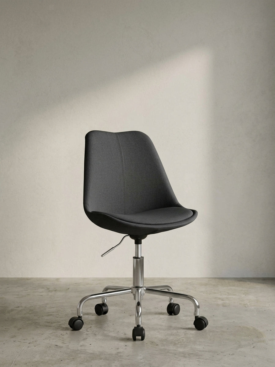 Bürostuhl Eiche Massivholz schwarz 65x65x94 cm mit Rollen und Drehfunktion für Home Office Design Möbel modern hochwertig stilvoll robust langlebig Wohnen Einrichtung Interior Zuhause_