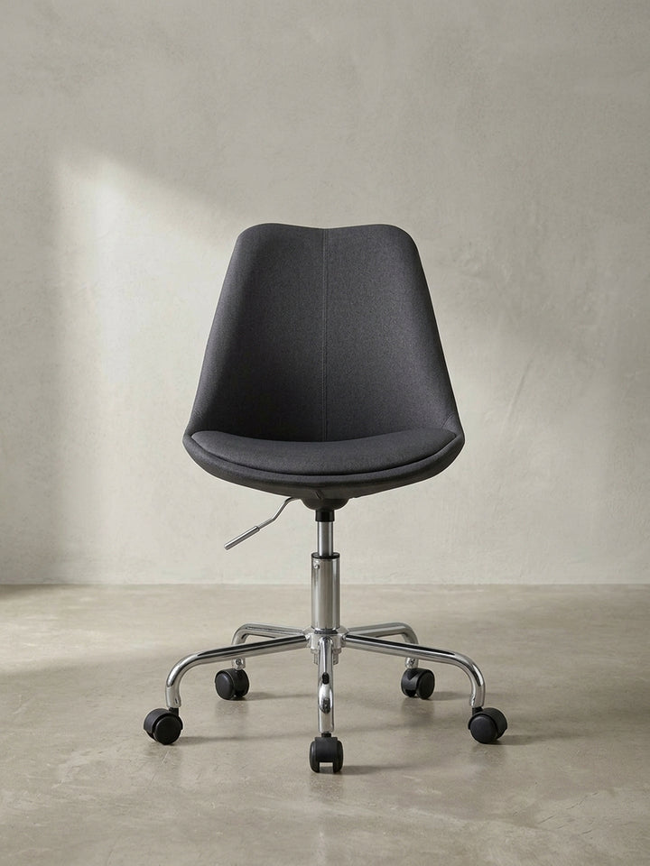 Bürostuhl aus natürlicher Eiche massiv mit Rollen und Drehfunktion 65x65x94 cm Design Möbel Premium Qualität modern Home Office Einrichtung stilvoll Wohnen Interior Zuhause Wohnzimmer_