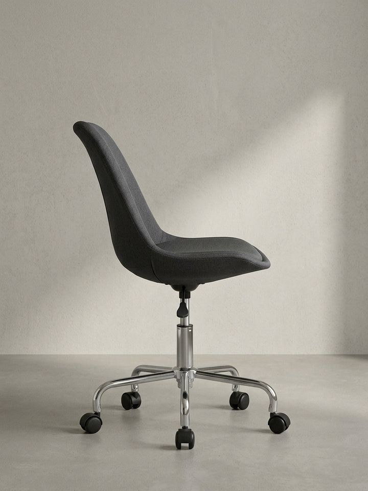 Bürostuhl Eiche Massivholz schwarz Design modern mit Rollen und Drehfunktion 65x65x94 cm Möbel Einrichtung Home Office stilvoll zeitgenössisch elegant Wohnen Interior Zuhause Wohnzimmer_