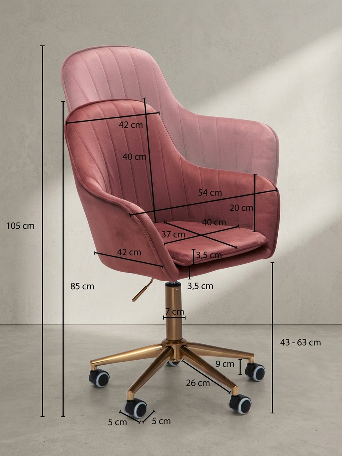 Maßzeichnung SANDRA – Rosa