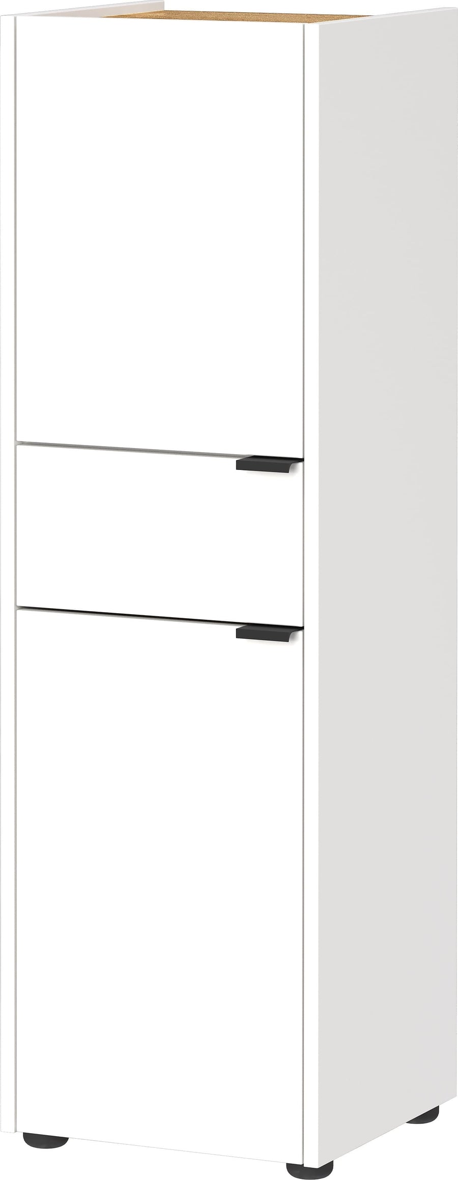 Schrank mit Schublade_ Navarra-Eiche_ Leise Schließtechnik_ Kollektion AVIS von Kadima Design_Farbe_ Weiß-Beige_ Größe_ 34x34x111 cm_