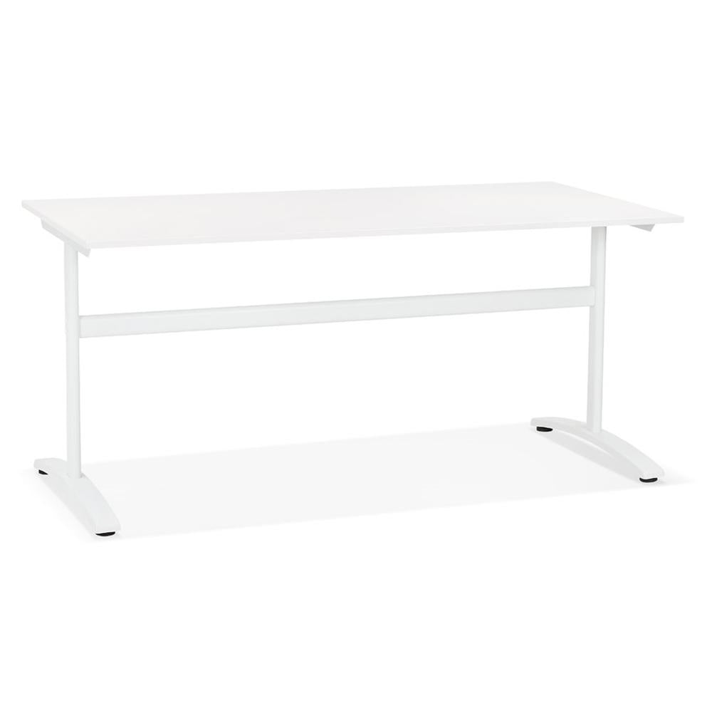 Weißer Schreibtisch 160x80 cm - Geräumige Arbeitsfläche - T-Fuß-Design - Melaminholz-Tischplatte - ideal für Homeoffice und Büro - Kadima Design_