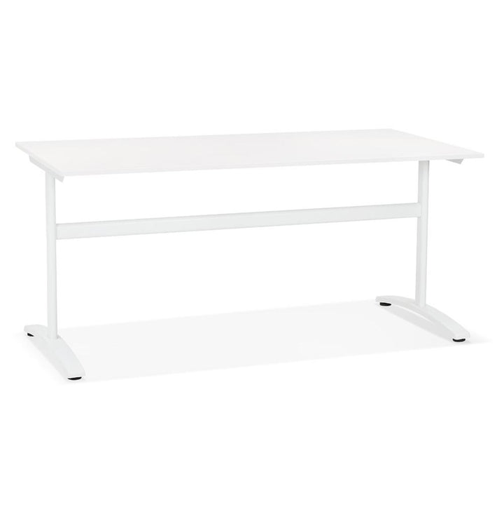 Weißer Schreibtisch 160x80 cm - Geräumige Arbeitsfläche - T-Fuß-Design - Melaminholz-Tischplatte - ideal für Homeoffice und Büro - Kadima Design_