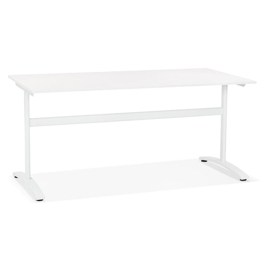 Weißer Schreibtisch 160x80 cm - Geräumige Arbeitsfläche - T-Fuß-Design - Melaminholz-Tischplatte - ideal für Homeoffice und Büro - Kadima Design_