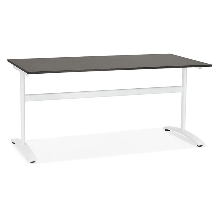 Schwarzer Bürotisch 160x80 cm - Kontrastreiche Optik - T-Fuß-Gestell - Melaminholz-Platte - perfekt für moderne Büros - Kadima Design_