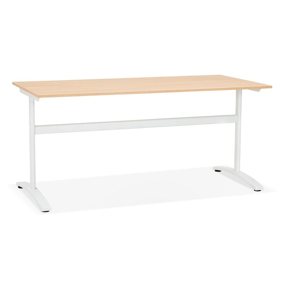 Beiger Schreibtisch 160x80 cm - Neutrale Farbgebung - T-Fuß-Konstruktion - Melaminholz-Tischplatte - passt in jedes Büro-Ambiente - Kadima Design_