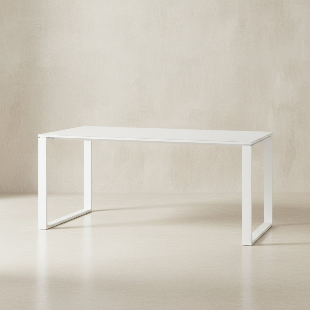 Schreibtisch Glasplatte &amp; Kufengestell - 160x80 cm Bürotisch Weiß Büro_