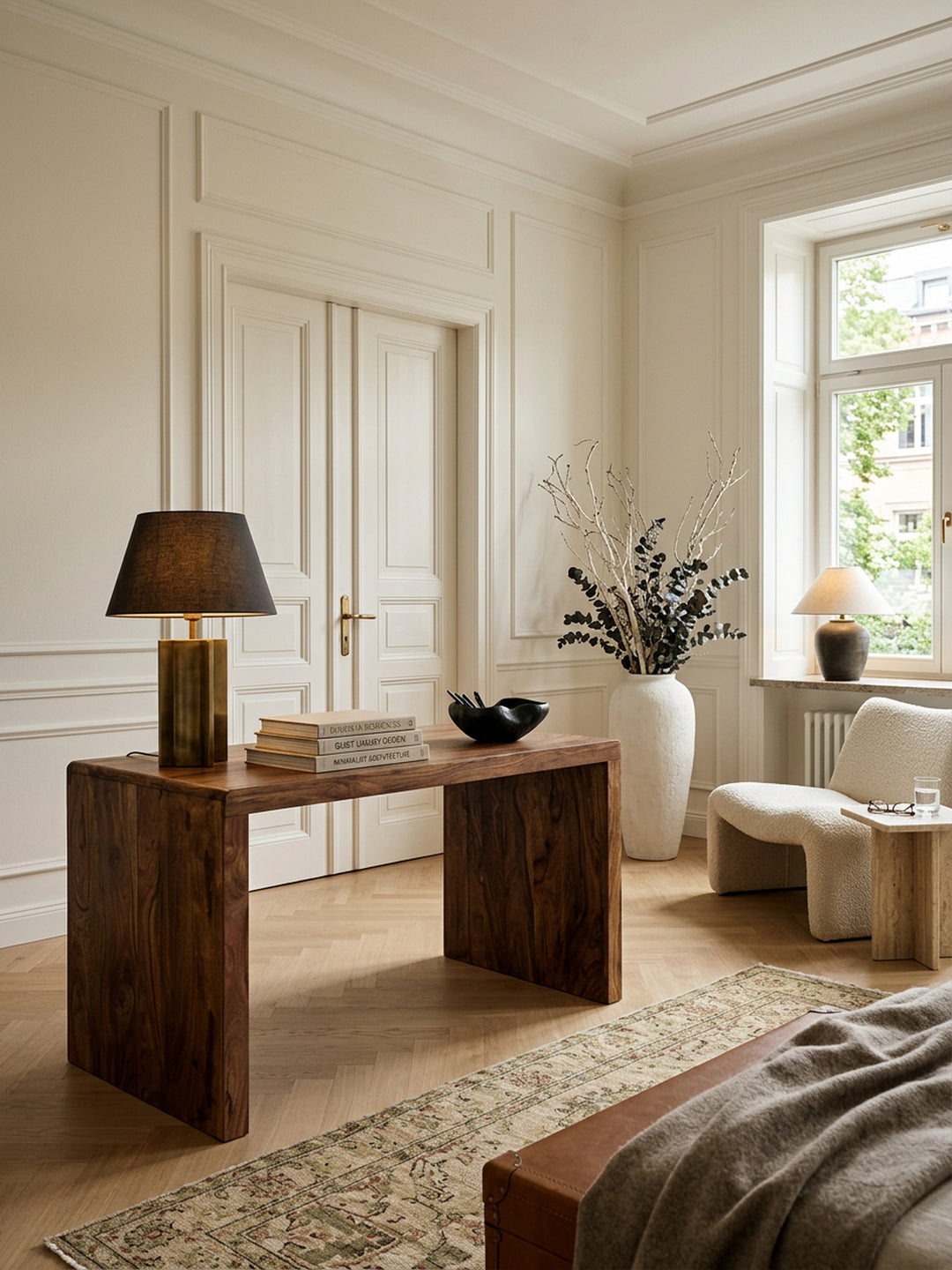 Schreibtisch TEKO_ Massivholz Sheesham_ 160x80 cm_ Stauraum_ abgerundete Ecken_ stabil - KADIMA DESIGN_Farbe_ Braun_ Größe_ 120x60x76 cm_