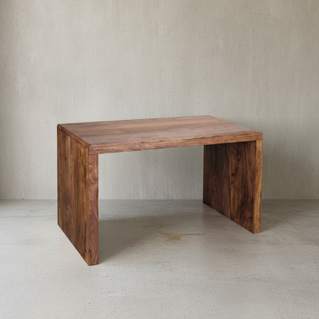 Schreibtisch TEKO  Massivholz Sheesham  160x80 cm  Stauraum  abgerundete Ecken  stabil - KADIMA DESIGN Farbe  Braun  Größe  120x60x76 cm