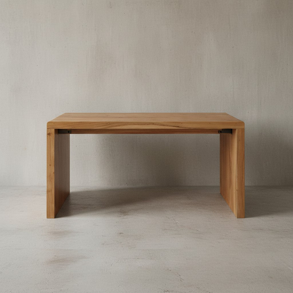 Schreibtisch TEKO  Massivholz Sheesham  160x80 cm  Stauraum  abgerundete Ecken  stabil - KADIMA DESIGN Farbe  Beige  Größe  140x80x76 cm