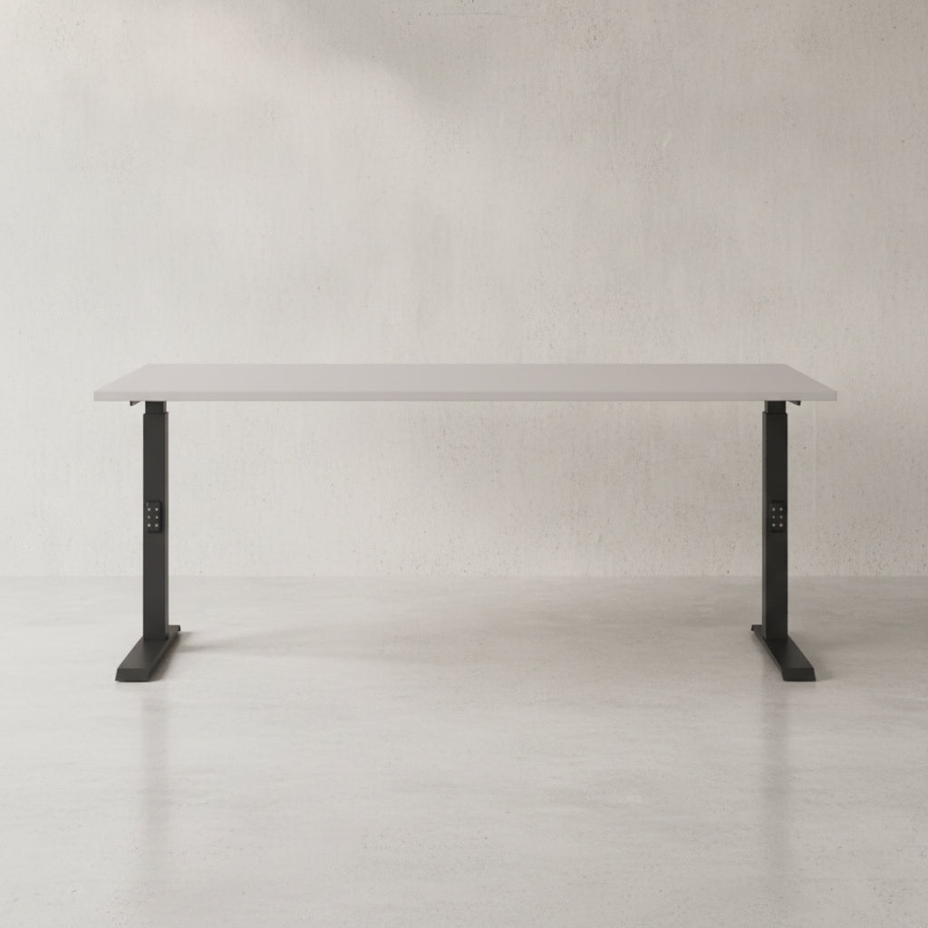 Schreibtisch höheneinstellbar "Stuttgart" 68-91cm Kaschmir/Schwarz 120x80cm - C-Fuß _