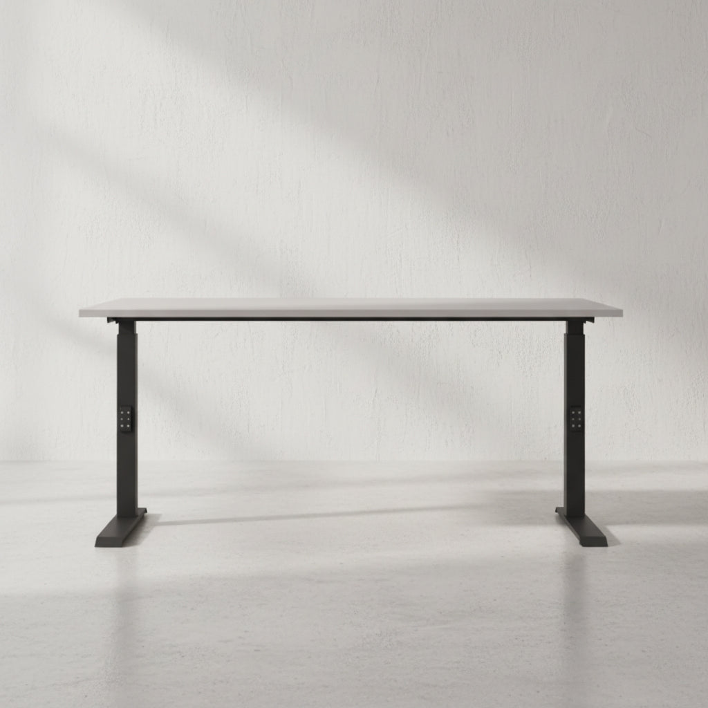 Schreibtisch höheneinstellbar 68-91 cm | Greige/Schwarz 160x80cm | C-Fuß Bürotisch Ergonomisch | Made in Germany | "Stuttgart" Kadima Design_