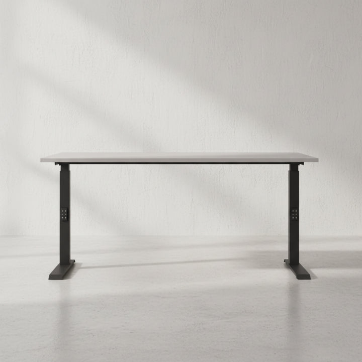 Schreibtisch höheneinstellbar 68-91 cm | Greige/Schwarz 160x80cm | C-Fuß Bürotisch Ergonomisch | Made in Germany | &amp;quot;Stuttgart&amp;quot; Kadima Design_