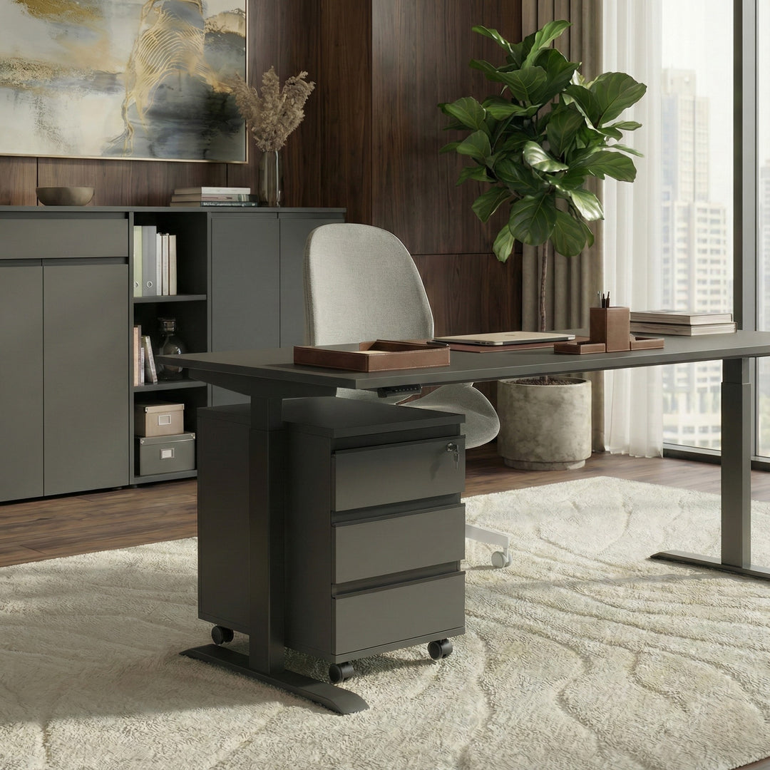 Schreibtisch verstellbar 68-91cm Höhe Ergonomisch C-Fuß Büro_