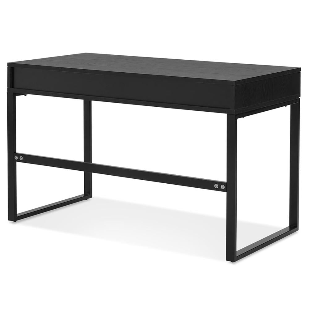 Schwarzer Schreibtisch 120x60 cm mit 2 Schubladen - MDF-Tischplatte und Metallgestell - ideal für Homeoffice und kleine Räume - Kadima Design_