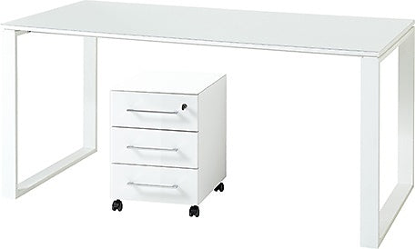 Schreibtisch-Set MUENCHEN 160x80 cm | Glasplatte &amp;amp; Container