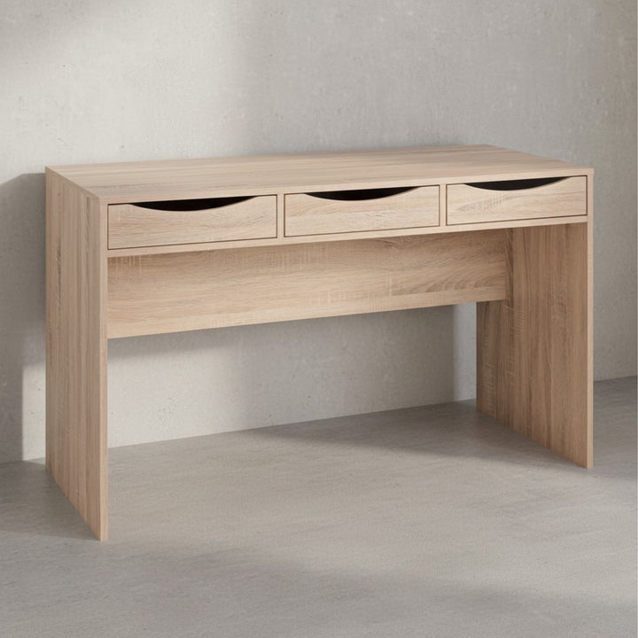 Schreibtisch Sonoma Eiche mit Schubladen - Praktische Blende_ Stauraum_ Stabile Seitenwände_ Anti-Rutsch Pads_ KADIMA DESIGN_Größe_ 120x55x75 cm_