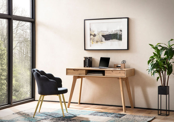 Moderner Bürotisch mit Schubladen und Ablagefach im nordischen Design - MDF-Platte in Eichenoptik von Kadima Design_