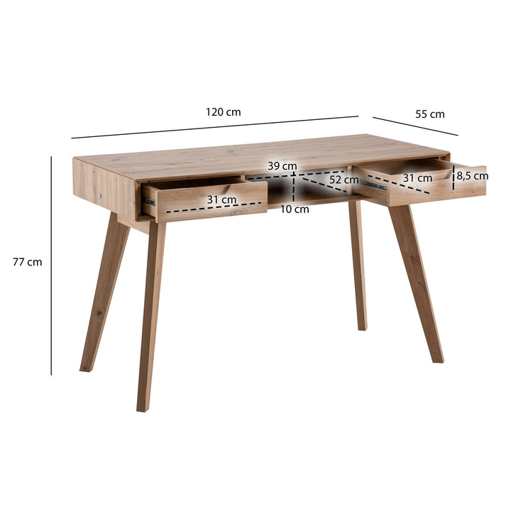 Arbeitstisch mit konischen Massivholzbeinen und Stauraum - skandinavisches Design für Homeoffice von Kadima Design_