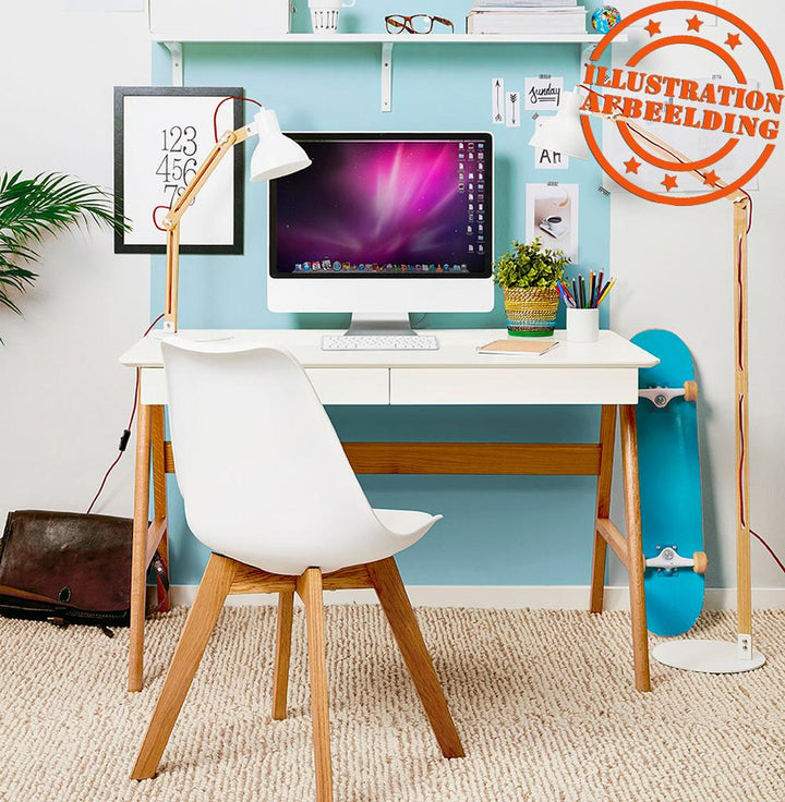 Bürotisch mit skandinavischem Design - 75cm hoch - 120kg belastbar - weiß-beige Farbkombination - ergonomische Arbeitshöhe für lange Computertage von Kadima Design_