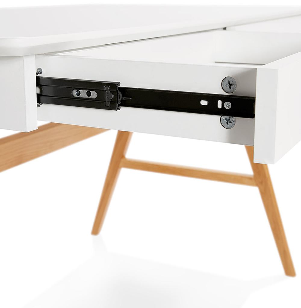 Computertisch weiß-beige - 120x70cm Arbeitsfläche - 67-7cm Beinfreiheit - skandinavisches Design mit Massivholzbeinen - perfekt für Homeoffice-Einrichtung von Kadima Design_