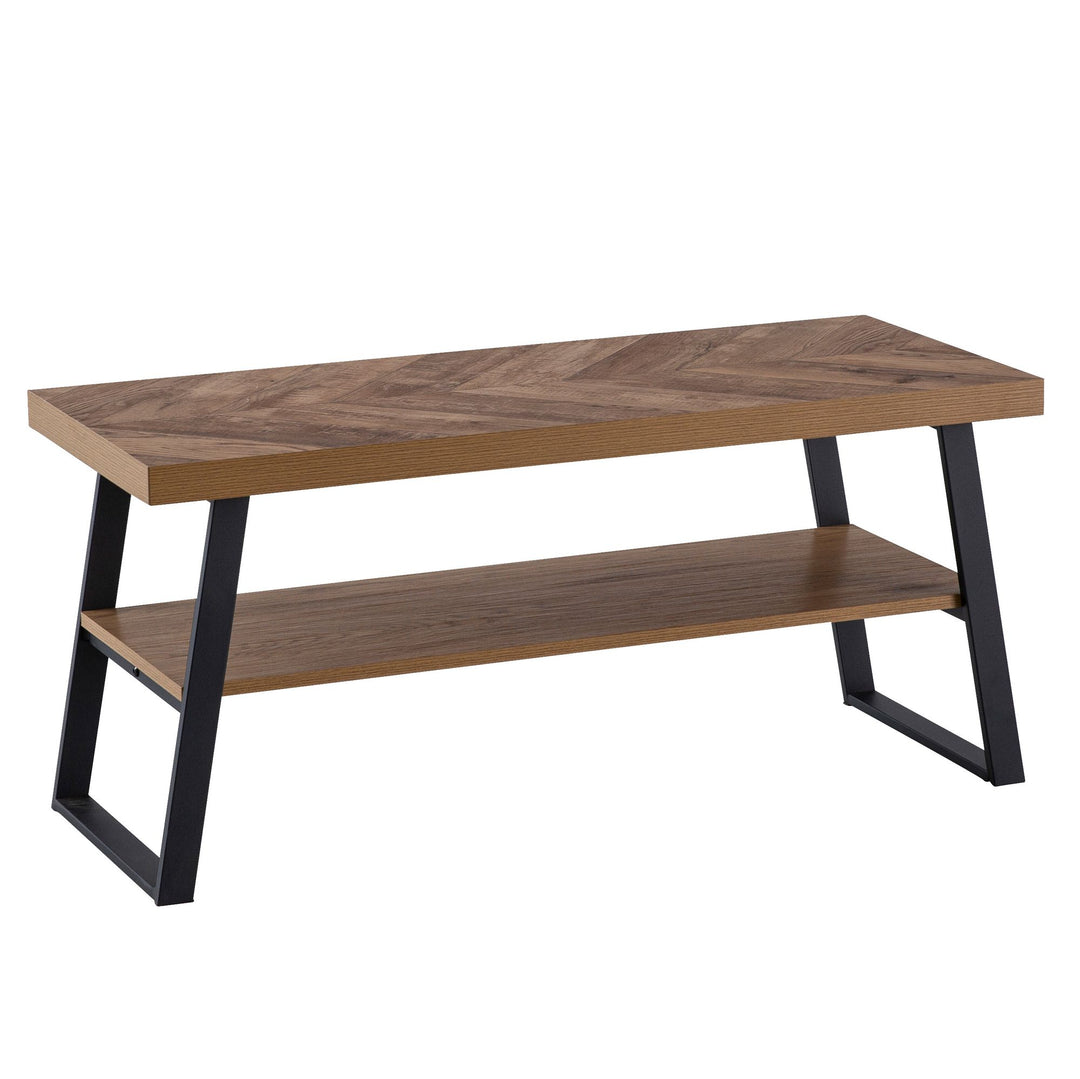 Schuhbank – 100x41x40 cm, Eiche-Dekor, Fischgrät, mit Ablage