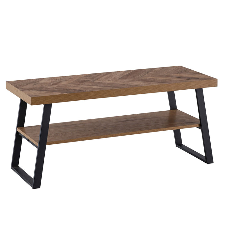 Schuhbank – 100x41x40 cm, Eiche-Dekor, Fischgrät, mit Ablage