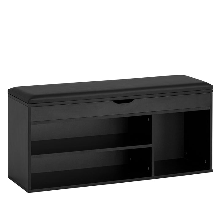 Schuhbank – Kunstleder/Holz, 104x51x32 cm, Schwarz, mit Stauraum