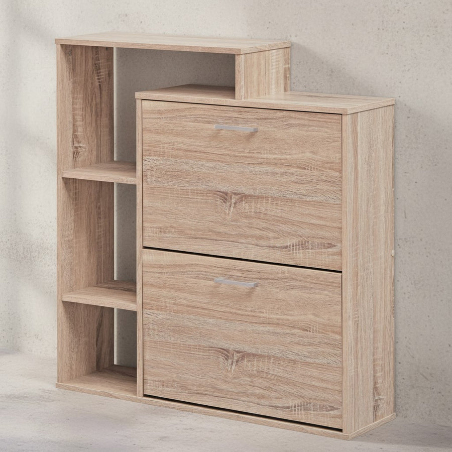 Schuhkipper Holz für 12 Paar Schuhe - Sonoma Eiche_ Modernes Design_ Metallgriffe_ MDF-Holz_ KADIMA DESIGN_Größe_ 85x24x93 cm_