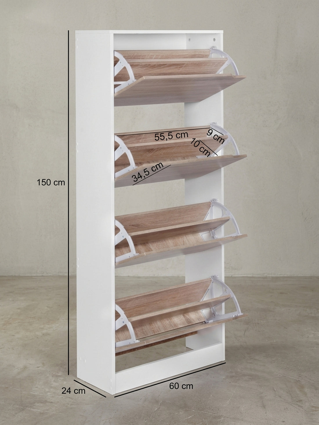 Schuhschrank 24 Paar – Weiß/Sonoma Eiche, Modern & Platzsparend – Kadima Design