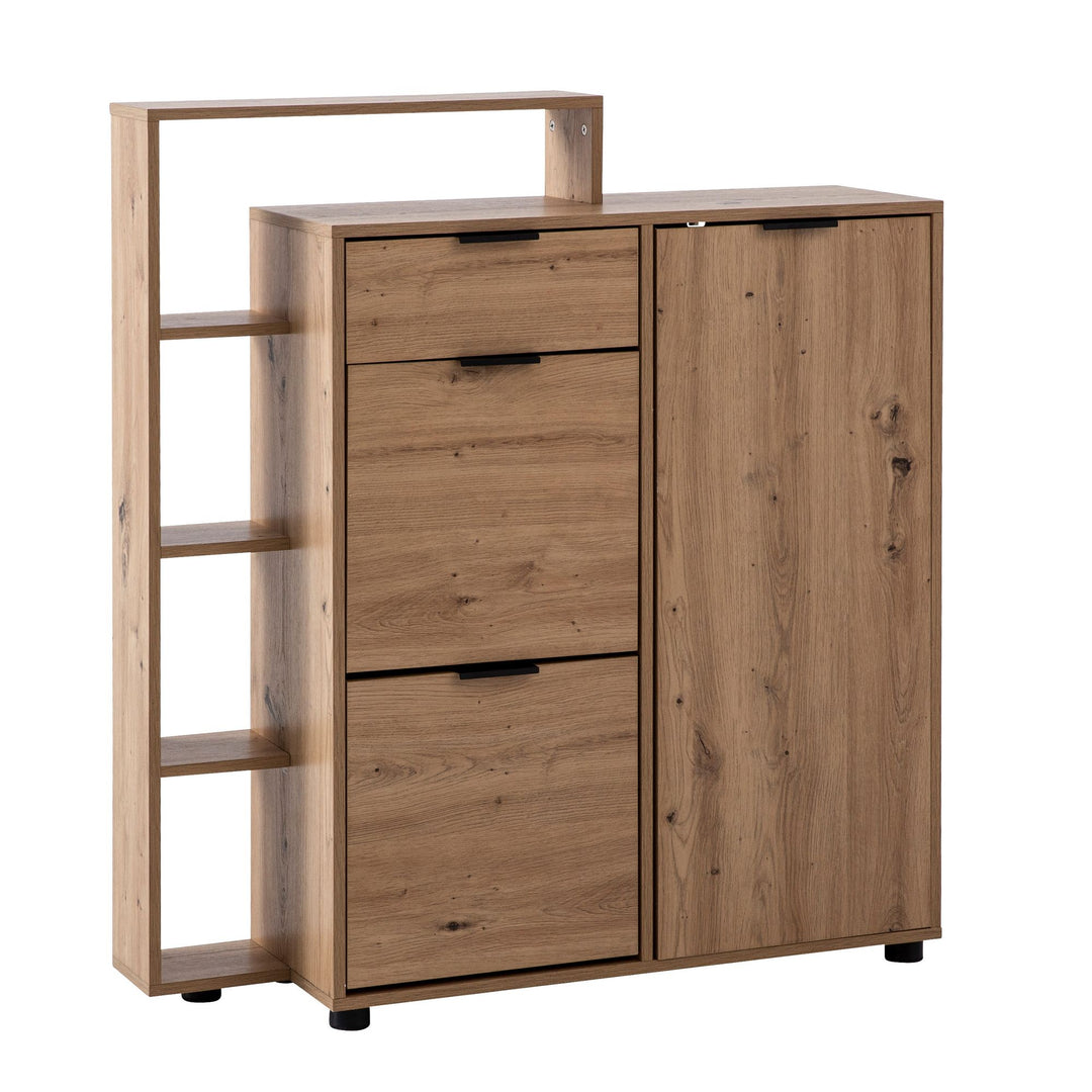 Schuhschrank – Eiche-Dekor, 98x110x30 cm, geschlossen, mit Schublade