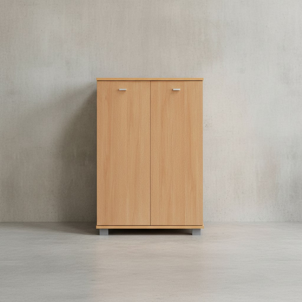 Schuhschrank-Kommode für bis zu 12 Paar Schuhe_ 2 Türen_ 3 Einlegeböden_ in Buche_ Weiß_ Sonoma Eiche - KADIMA DESIGN_Farbe_ Braun_ Größe_ 60x35x90 cm_