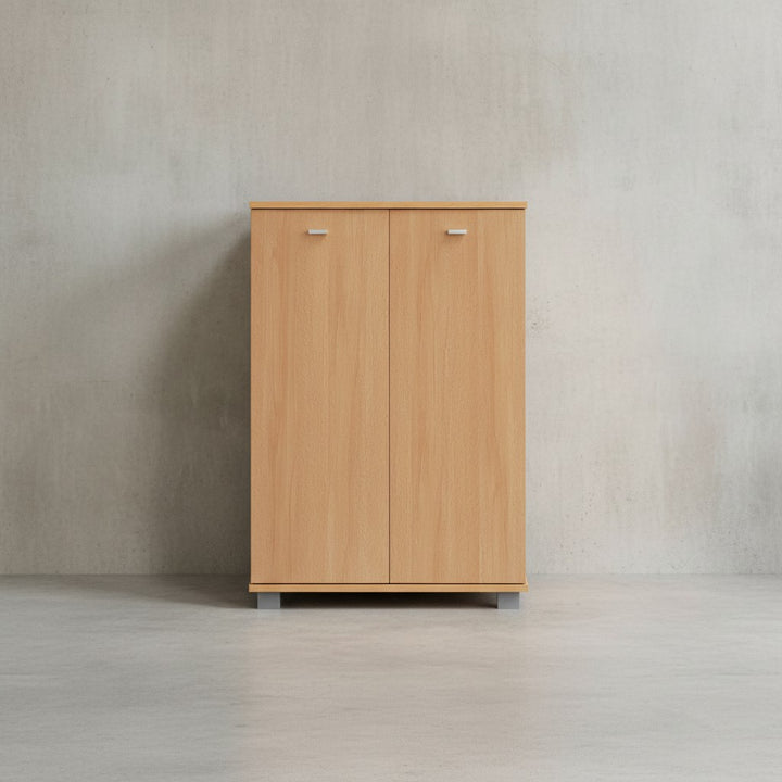 Schuhschrank-Kommode für bis zu 12 Paar Schuhe_ 2 Türen_ 3 Einlegeböden_ in Buche_ Weiß_ Sonoma Eiche - KADIMA DESIGN_Farbe_ Braun_ Größe_ 60x35x90 cm_