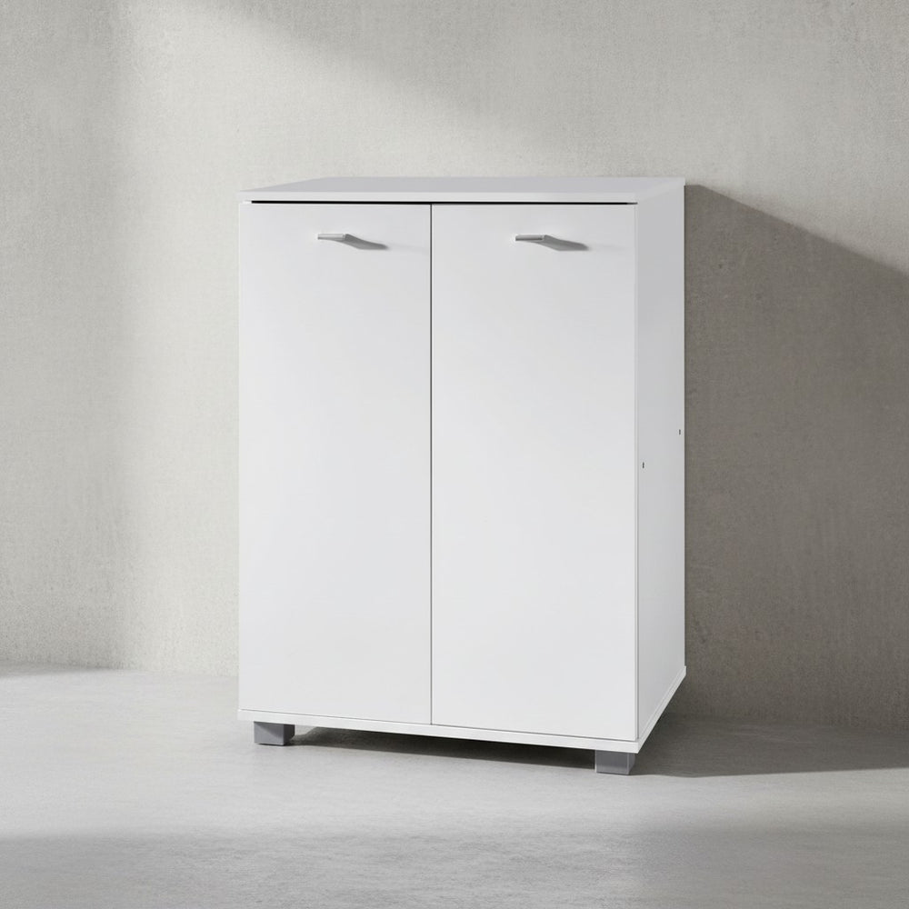 Schuhschrank-Kommode für bis zu 12 Paar Schuhe_ 2 Türen_ 3 Einlegeböden_ in Buche_ Weiß_ Sonoma Eiche - KADIMA DESIGN_Farbe_ Weiß_ Größe_ 60x35x90 cm_