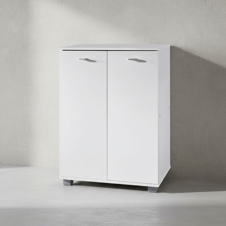 Schuhschrank-Kommode für bis zu 12 Paar Schuhe_ 2 Türen_ 3 Einlegeböden_ in Buche_ Weiß_ Sonoma Eiche - KADIMA DESIGN_Farbe_ Weiß_ Größe_ 60x35x90 cm_