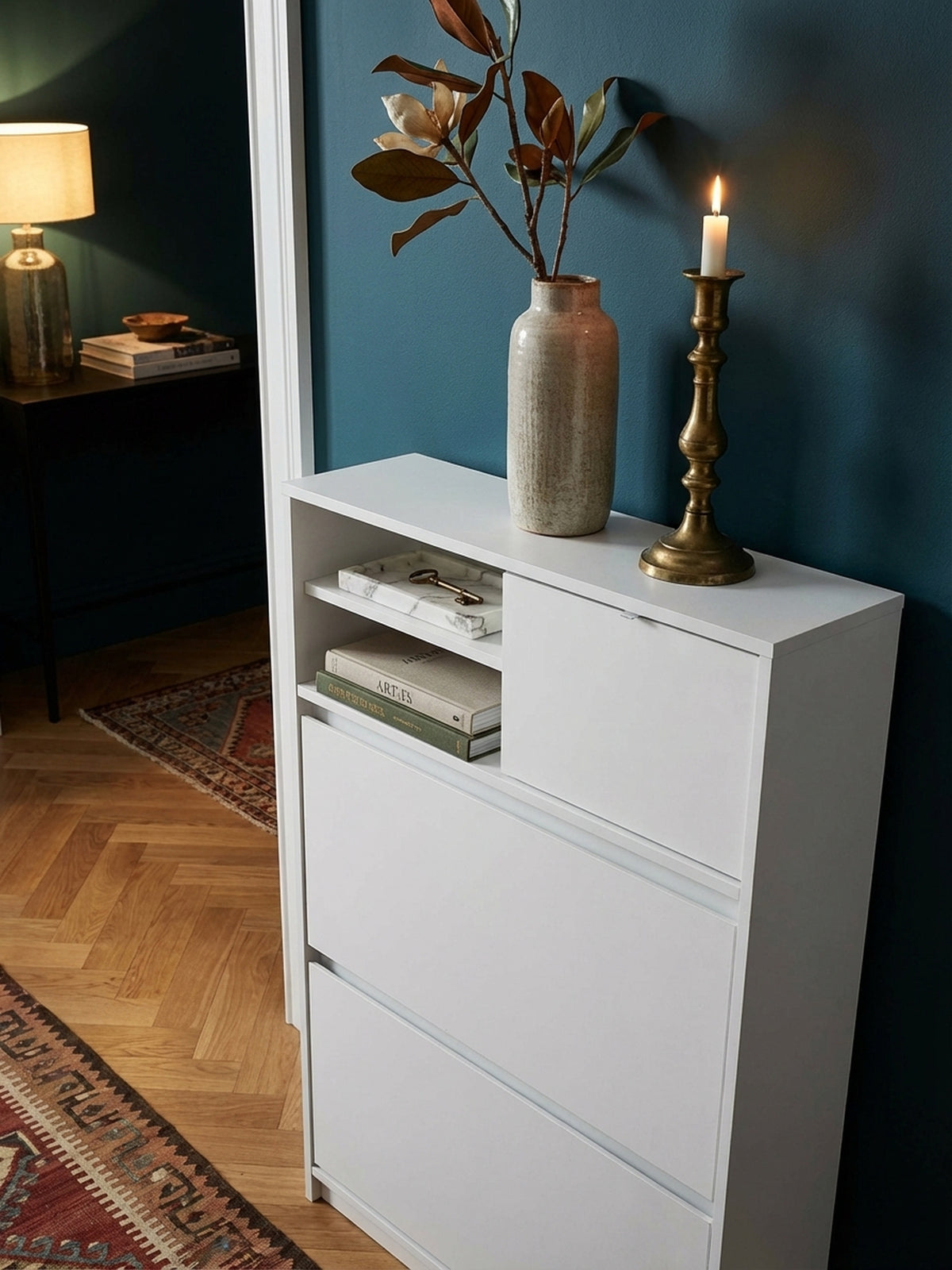 Schuhschrank Weiß 71x110x24 cm
