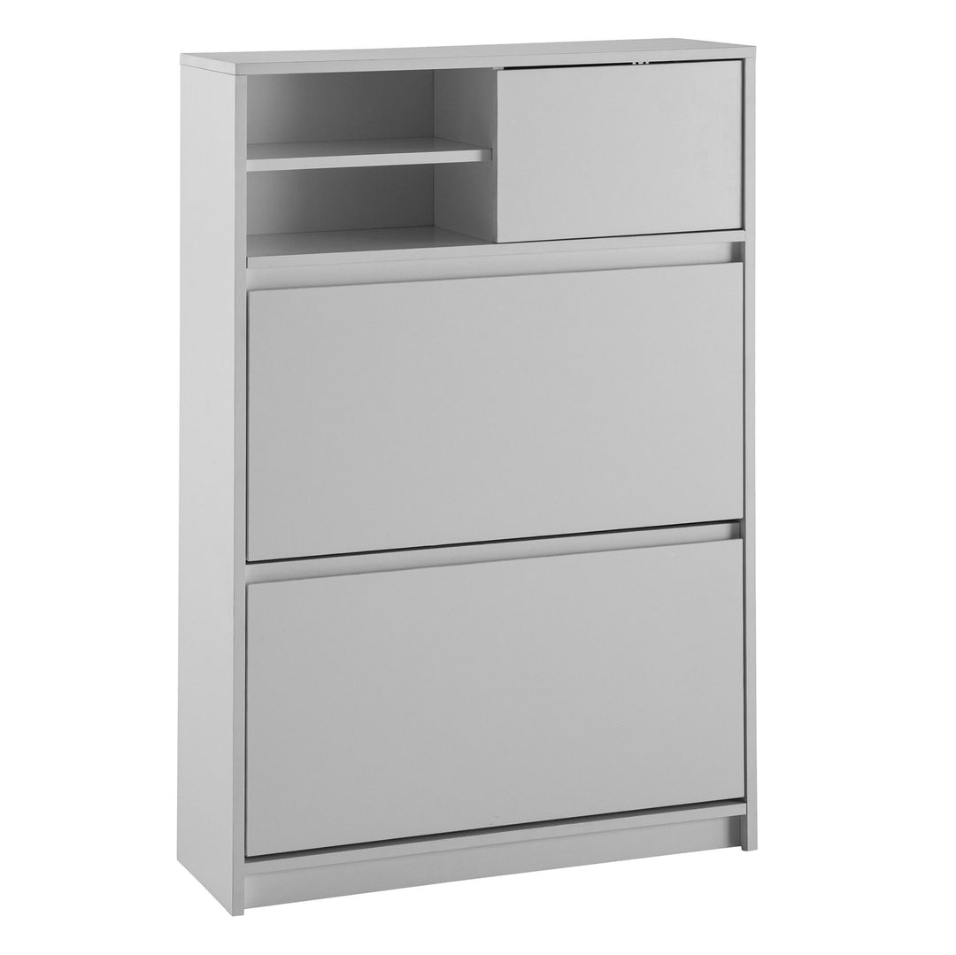 Schuhschrank – Weiß, 71x110x24 cm, Schuhkipper geschlossen, mit Ablage