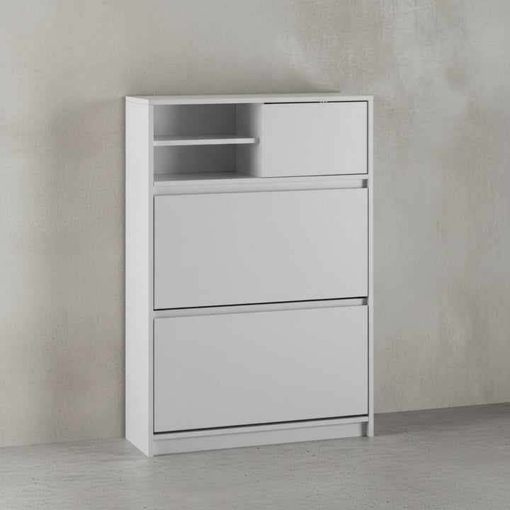 Schuhschrank Weiß 71x110x24 cm Schuhkipper Geschlossen - Schuhkommode Modern - Flurschrank mit Ablage - Schuhaufbewahrung Flurkommode für Schuhe Hoch_