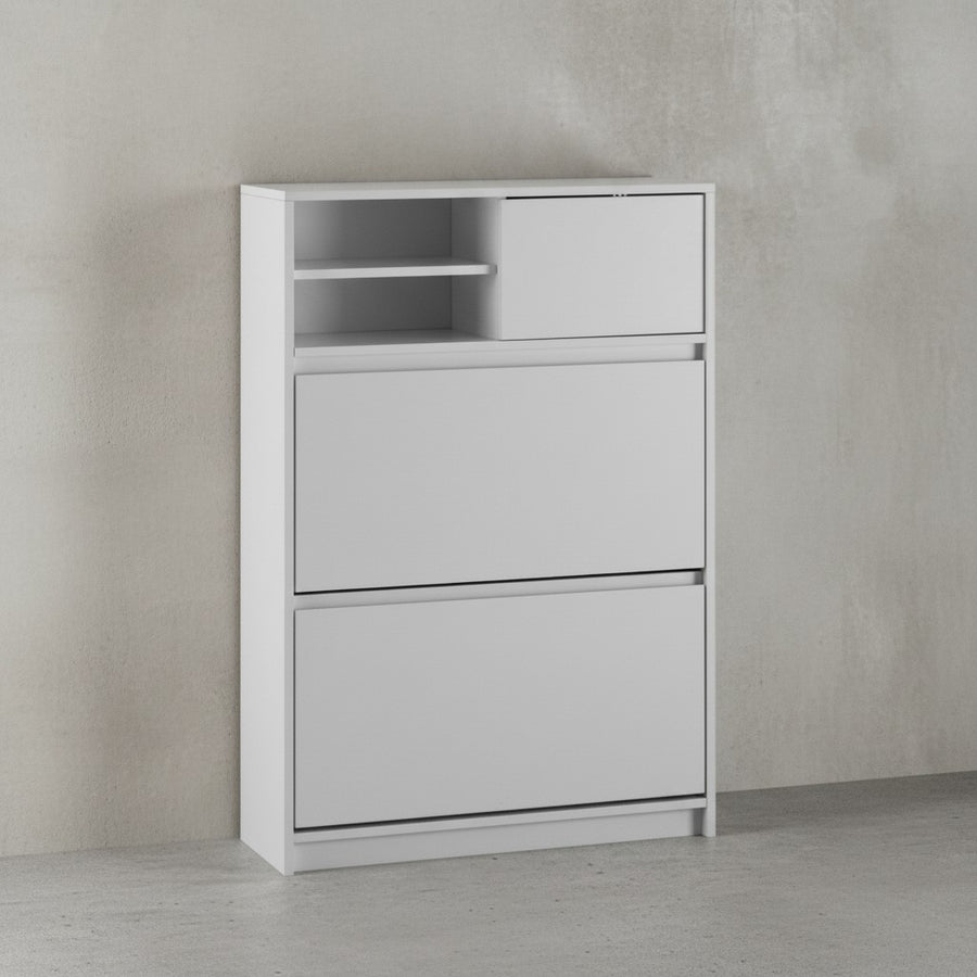 Schuhschrank Weiß 71x110x24 cm Schuhkipper Geschlossen - Schuhkommode Modern - Flurschrank mit Ablage - Schuhaufbewahrung Flurkommode für Schuhe Hoch_
