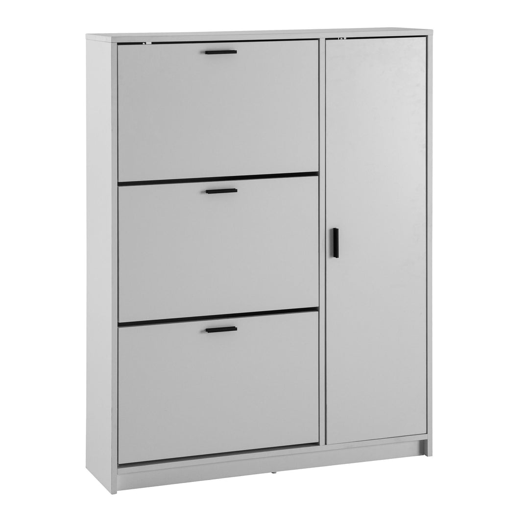 Schuhschrank – Weiß, 90x120x24 cm, Schuhkipper geschlossen, mit Ablage