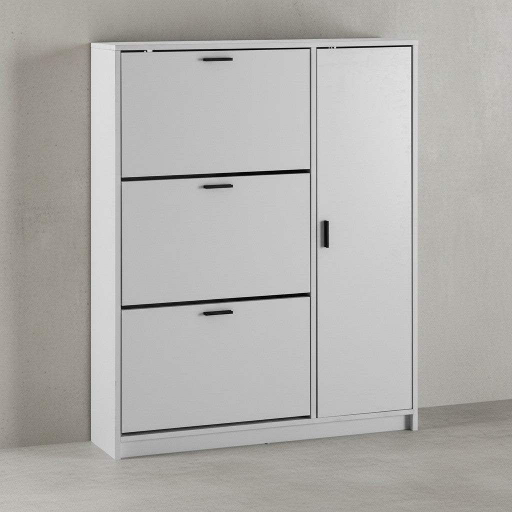 Schuhschrank Weiß 90x120x24 cm Schuhkipper Geschlossen - Schuhkommode Modern - Flurschrank mit Ablage - Schuhaufbewahrung Flurkommode für Schuhe Hoch_