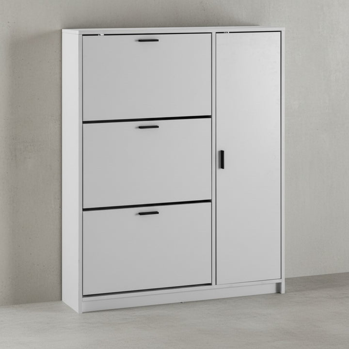 Schuhschrank Weiß 90x120x24 cm Schuhkipper Geschlossen - Schuhkommode Modern - Flurschrank mit Ablage - Schuhaufbewahrung Flurkommode für Schuhe Hoch_